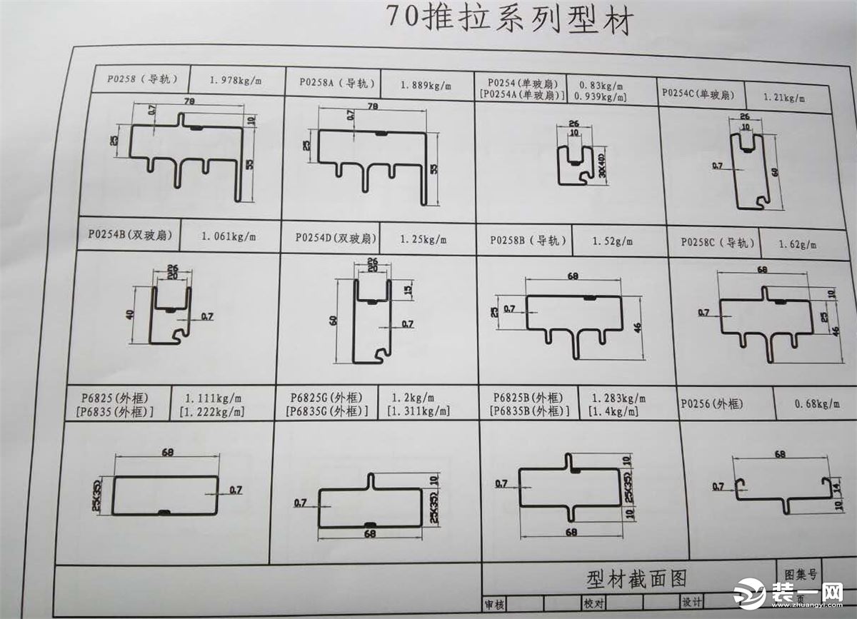 70系列彩钢窗型材 彩钢窗型材断面图